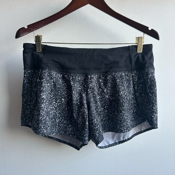 Lululemon Run Times Short Mini Splatter White Black - Picture 1 of 8
